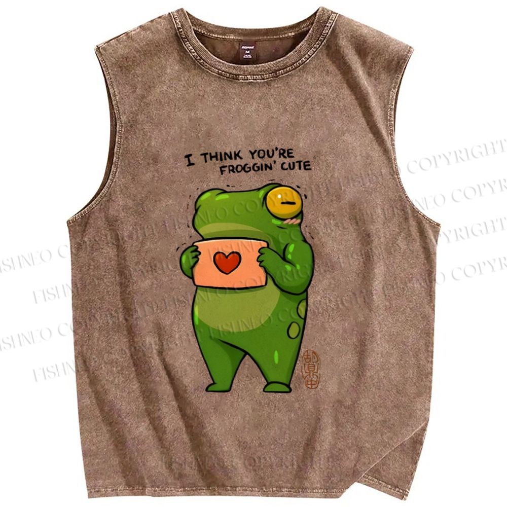 Unisex I Think You're Froggin' Cute Printed Washed Tank Top