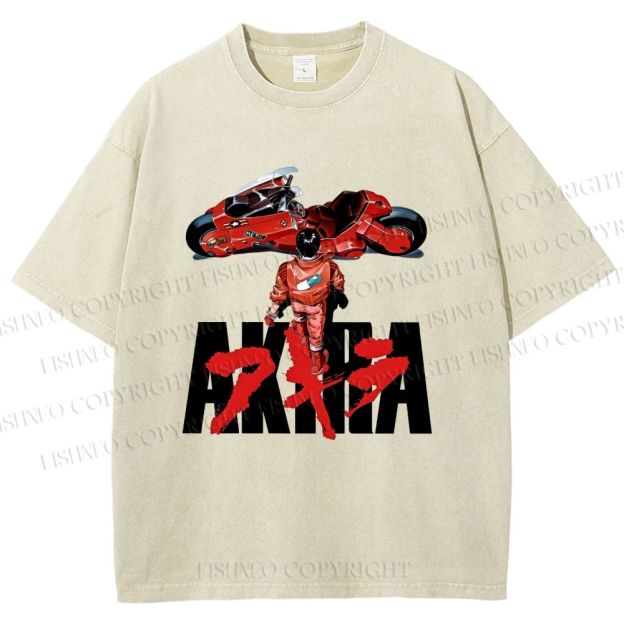 Unisex Akira Shotaro Kaneda Printed Washed Tee