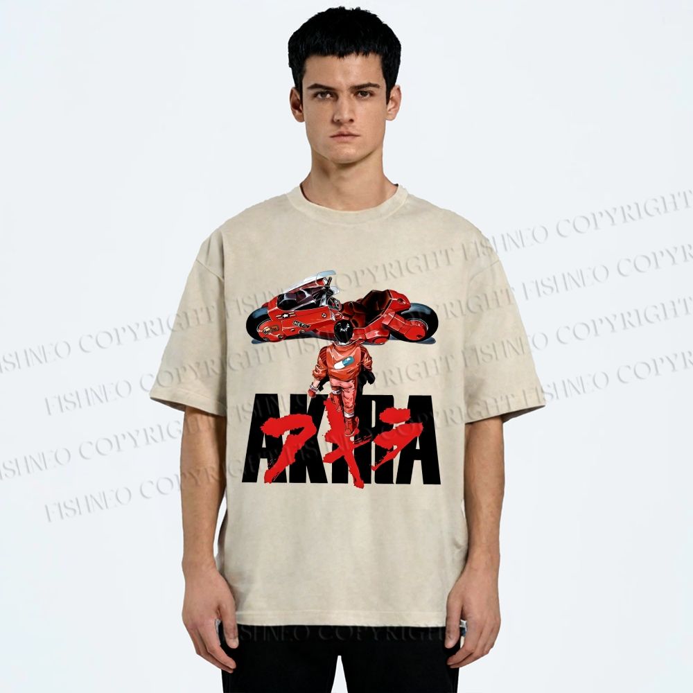 Unisex Akira Shotaro Kaneda Printed Washed Tee