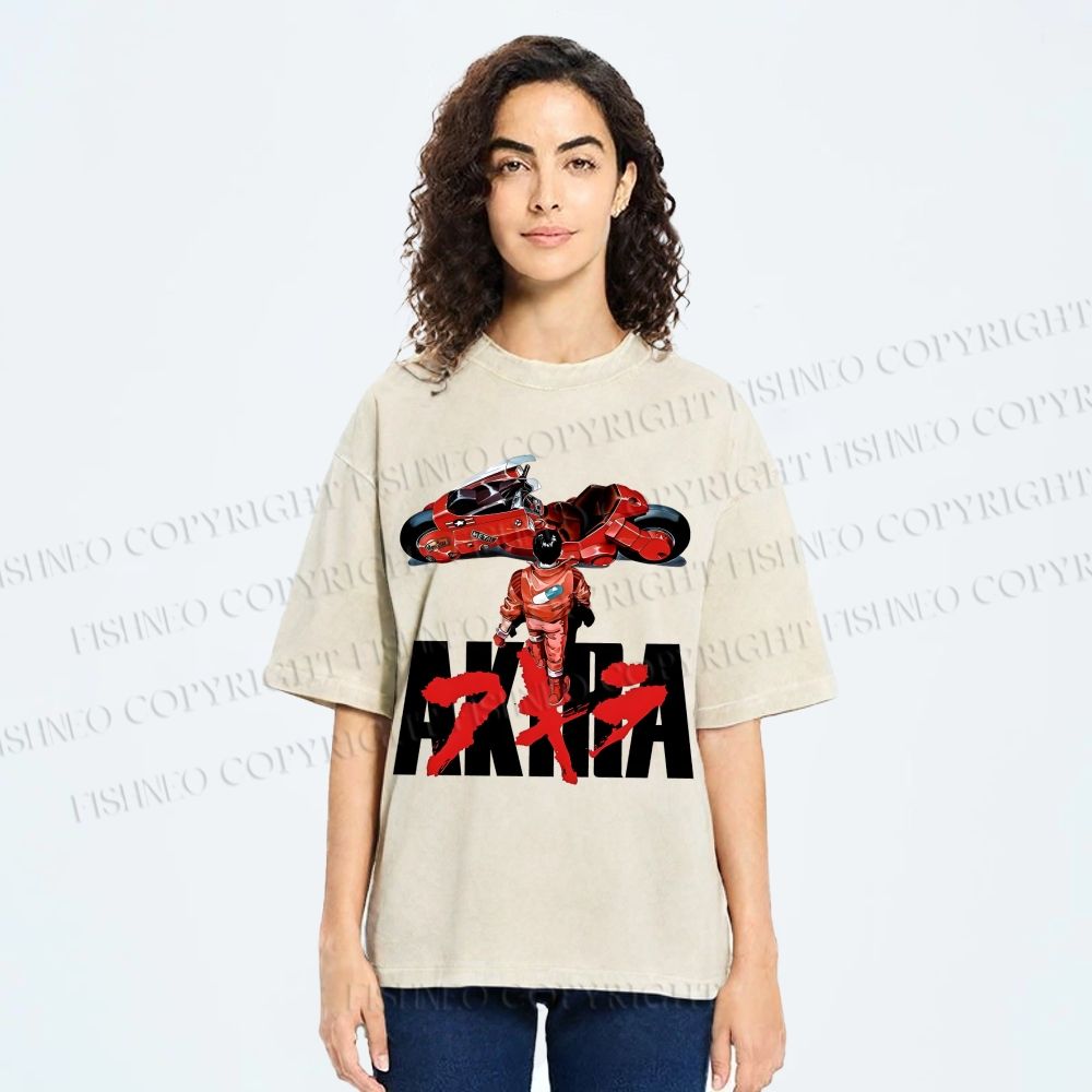 Unisex Akira Shotaro Kaneda Printed Washed Tee