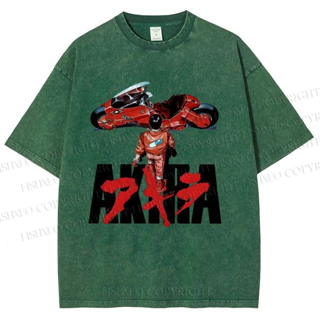 Unisex Akira Shotaro Kaneda Printed Washed Tee