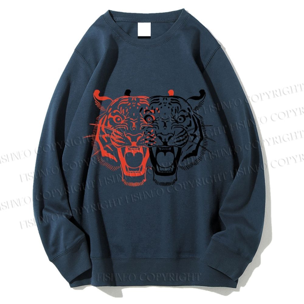 Unisex Patchwork Tiger Printed Sweatshirt