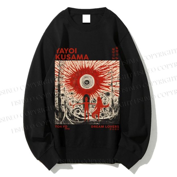 Unisex Yayoi Kusama Bloody Spooky Eye Printed Sweatshirt
