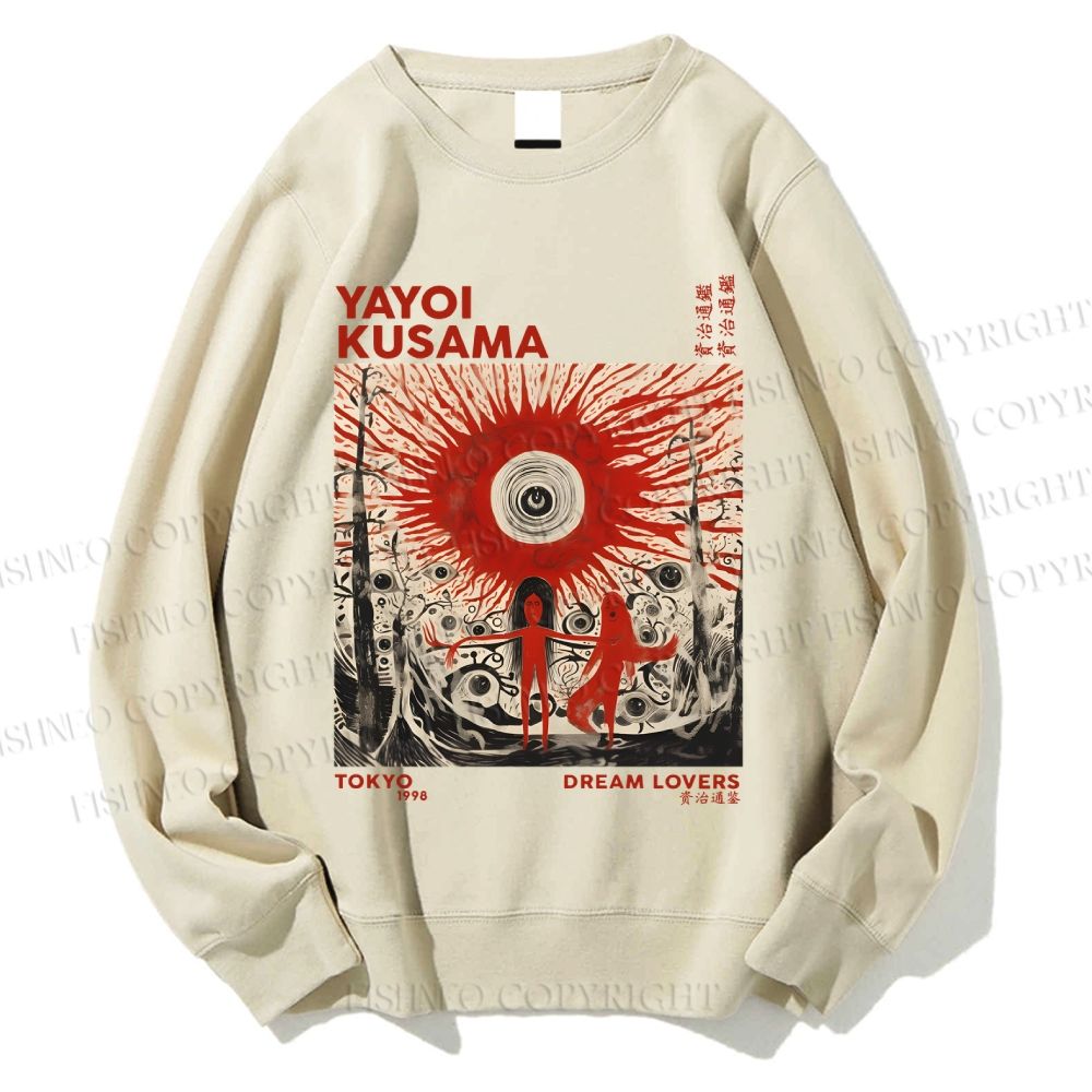 Unisex Yayoi Kusama Bloody Spooky Eye Printed Sweatshirt