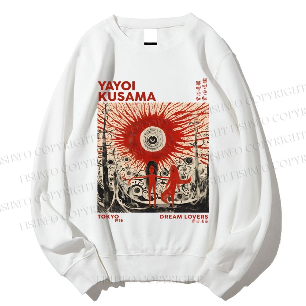 Unisex Yayoi Kusama Bloody Spooky Eye Printed Sweatshirt