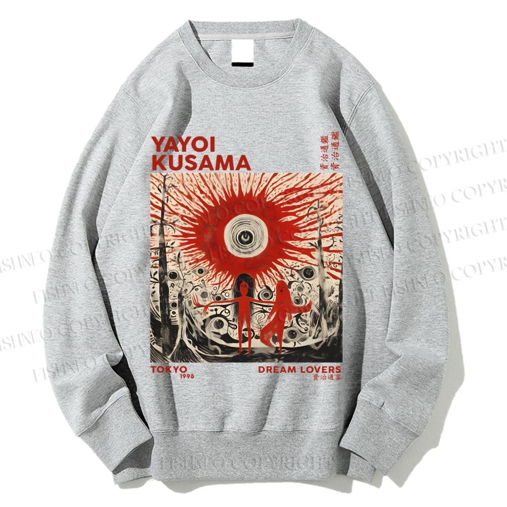Unisex Yayoi Kusama Bloody Spooky Eye Printed Sweatshirt