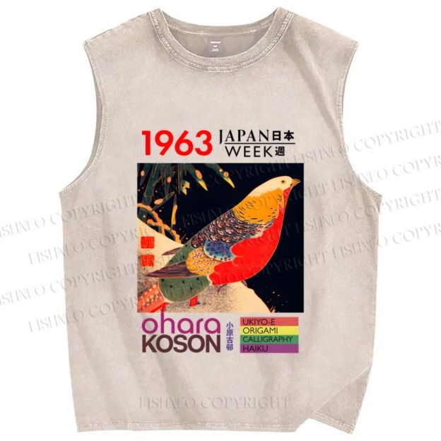 Unisex Golden Pheasant Japan Week Printed Washed Tank Top