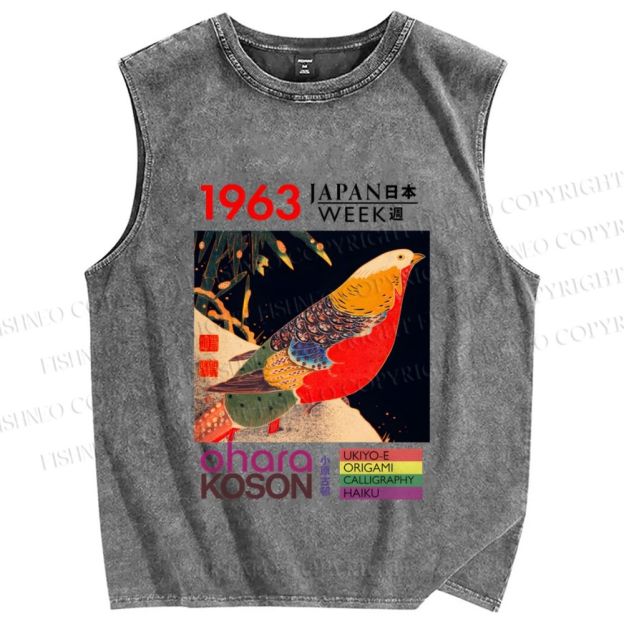 Unisex Golden Pheasant Japan Week Printed Washed Tank Top