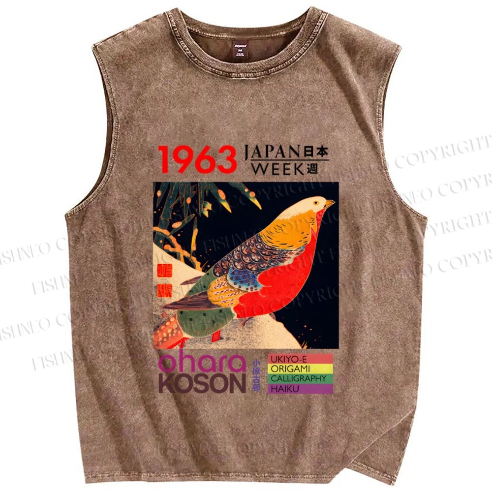 Unisex Golden Pheasant Japan Week Printed Washed Tank Top