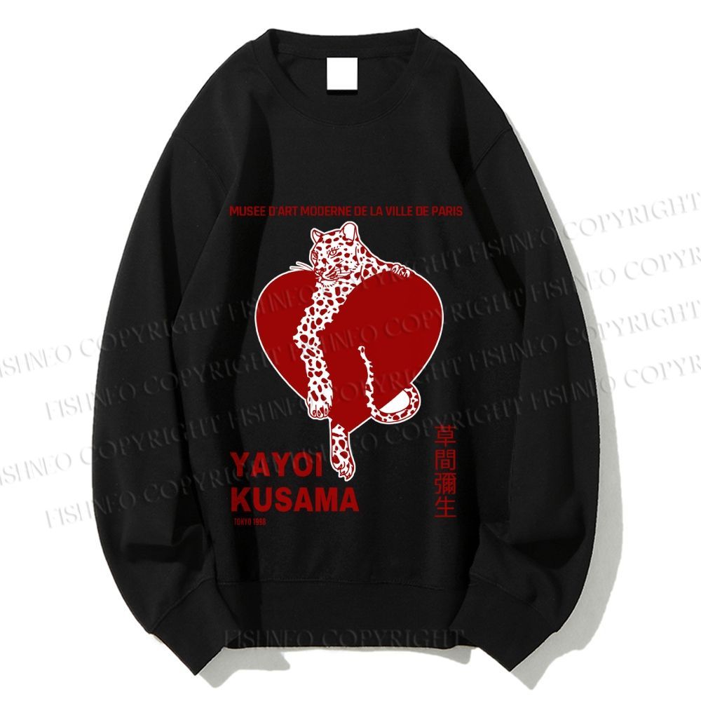 Unisex Yayoi Kusama Panther With Heart Printed Sweatshirt