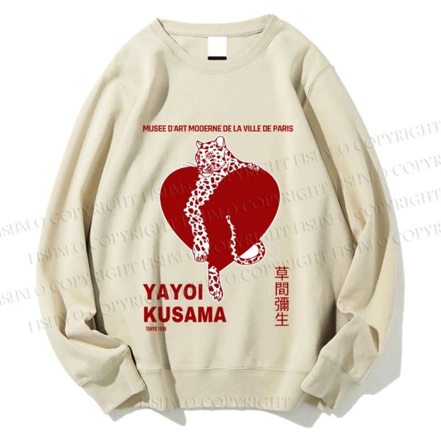 Unisex Yayoi Kusama Panther With Heart Printed Sweatshirt