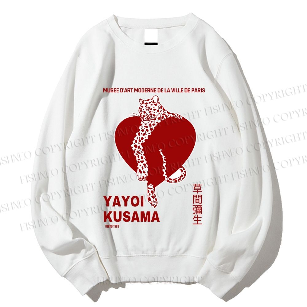 Unisex Yayoi Kusama Panther With Heart Printed Sweatshirt