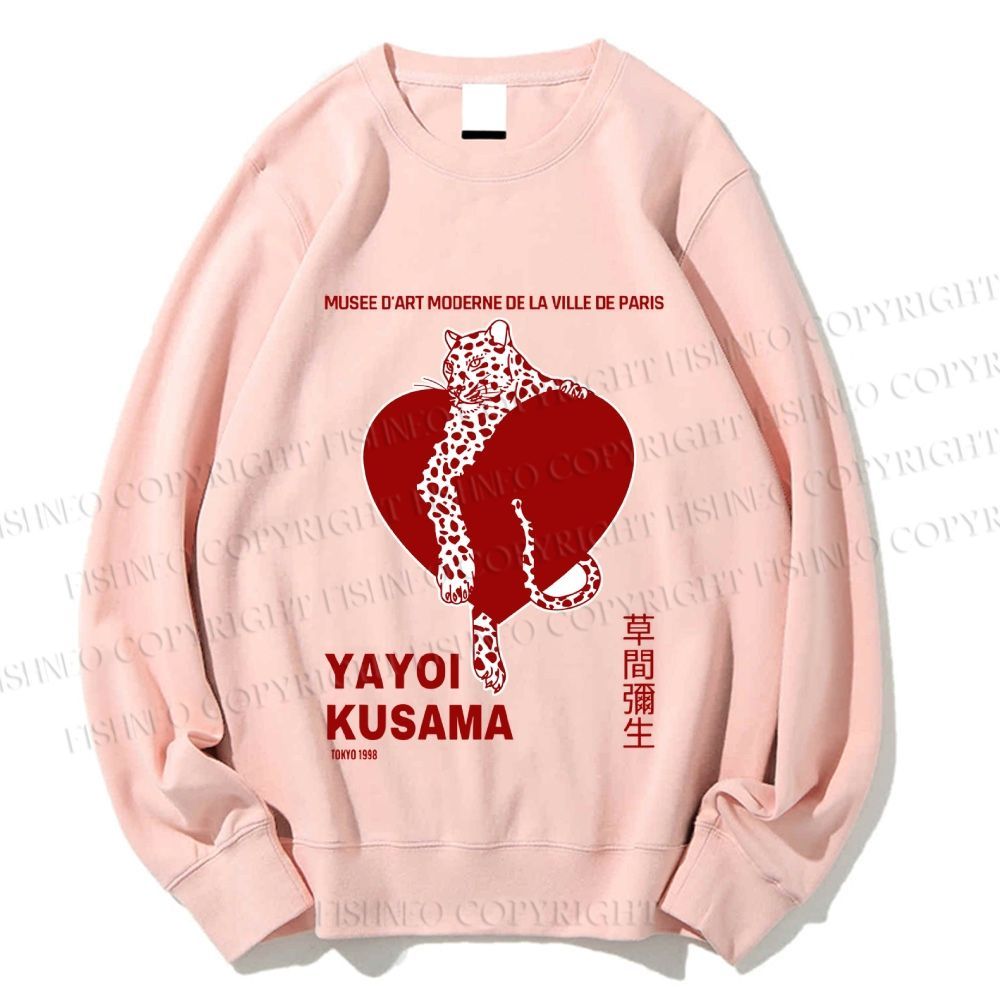 Unisex Yayoi Kusama Panther With Heart Printed Sweatshirt