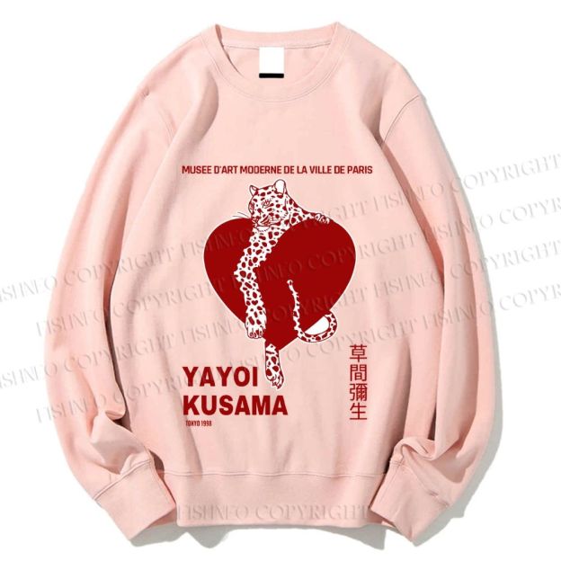 Unisex Yayoi Kusama Panther With Heart Printed Sweatshirt