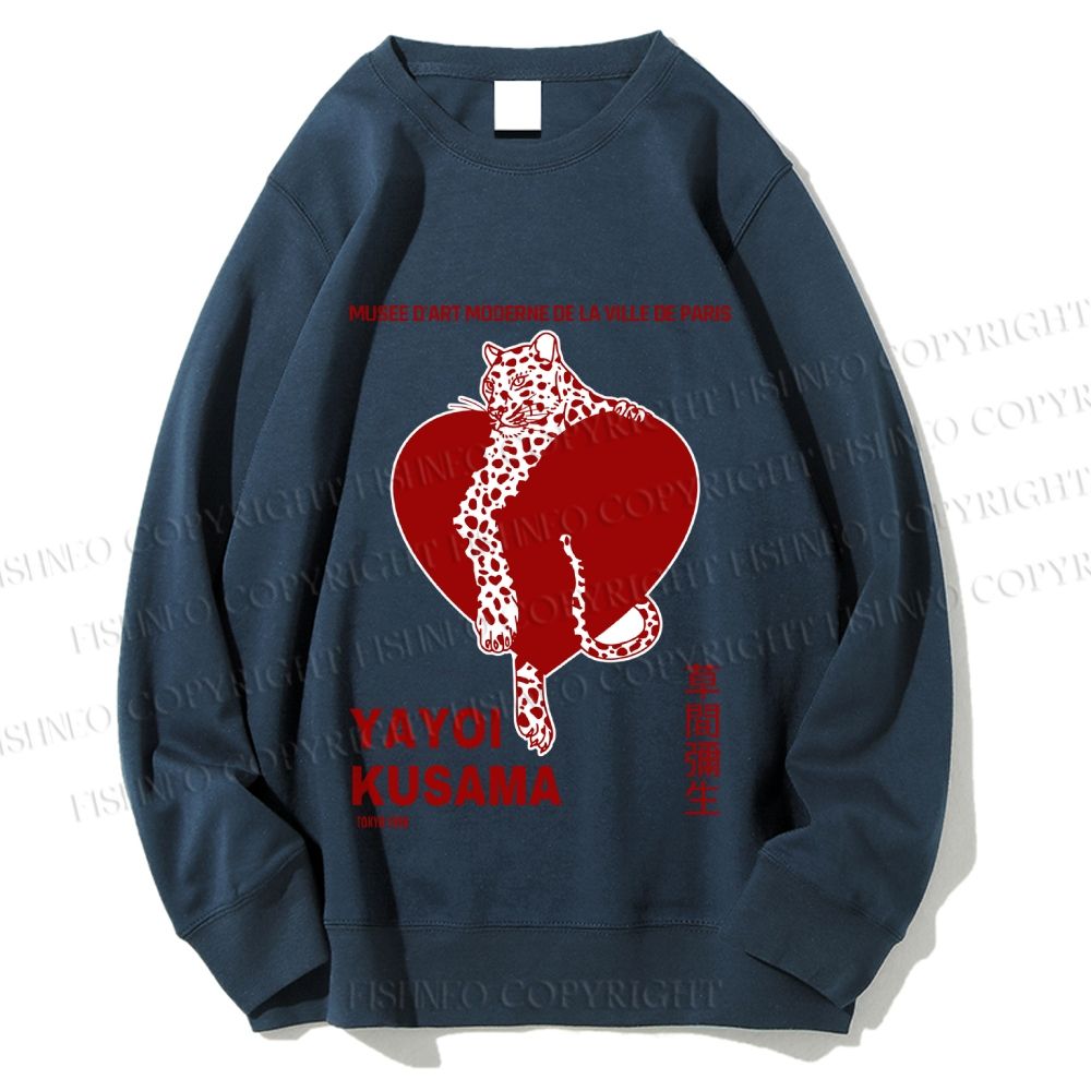 Unisex Yayoi Kusama Panther With Heart Printed Sweatshirt