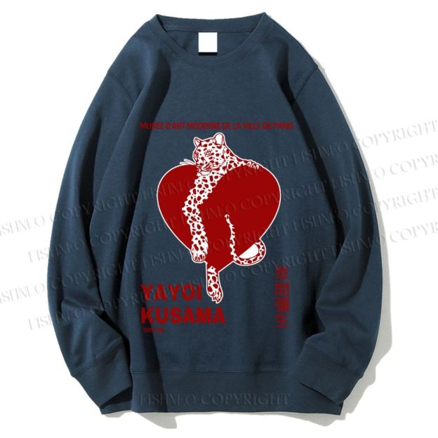 Unisex Yayoi Kusama Panther With Heart Printed Sweatshirt