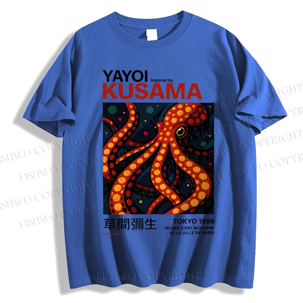 Unisex Classic Cotton Yayoi Kusama Octopus Printed T-shirt