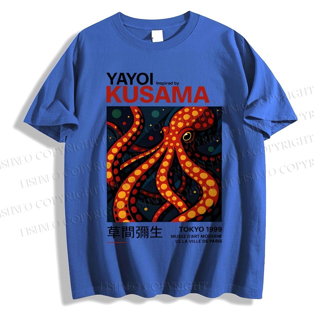 Unisex Classic Cotton Yayoi Kusama Octopus Printed T-shirt