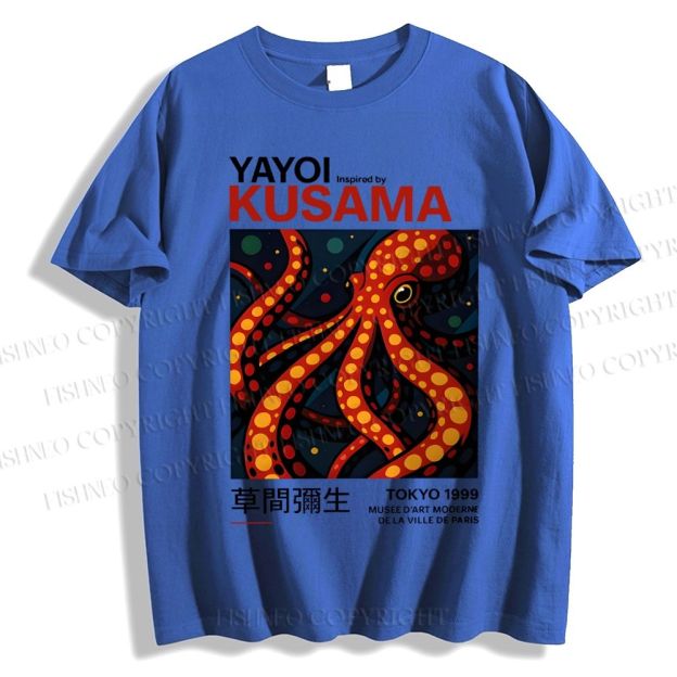 Unisex Classic Cotton Yayoi Kusama Octopus Printed T-shirt