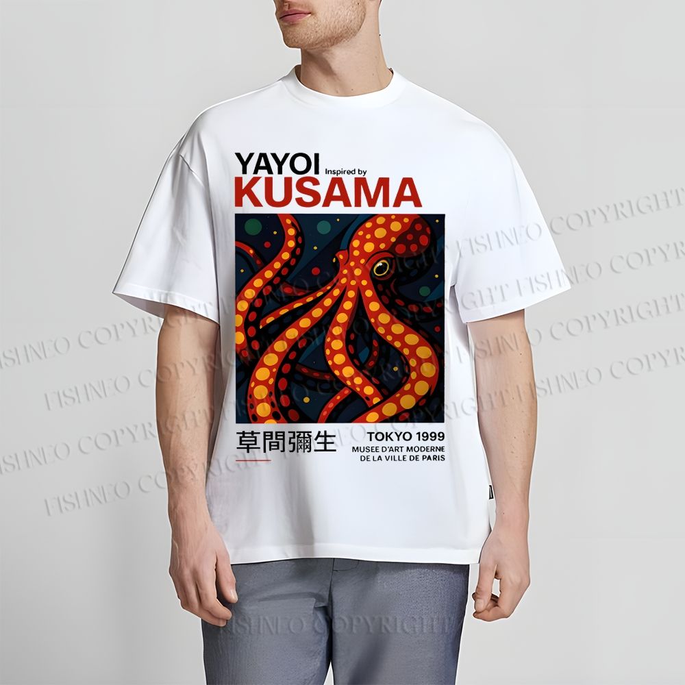 Unisex Classic Cotton Yayoi Kusama Octopus Printed T-shirt