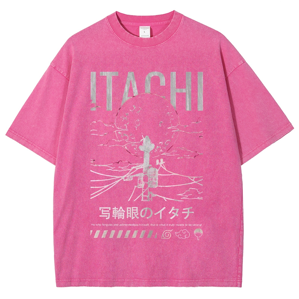 Itachi Uchiha Sharingan Japanese Anime Naruto Vintage Washed T-shirt