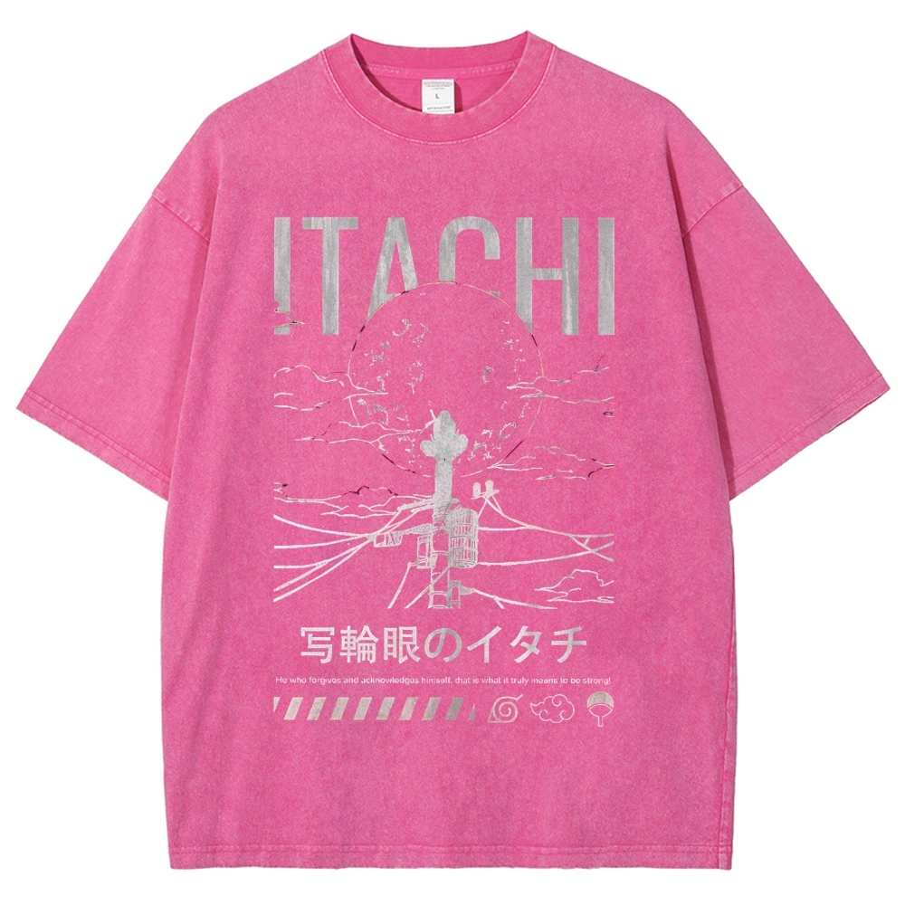 Itachi Uchiha Sharingan Japanese Anime Naruto Vintage Washed T-shirt