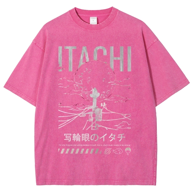 Itachi Uchiha Sharingan Japanese Anime Naruto Vintage Washed T-shirt