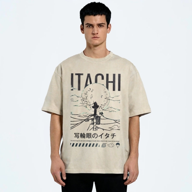 Itachi Uchiha Sharingan Japanese Anime Naruto Vintage Washed T-shirt