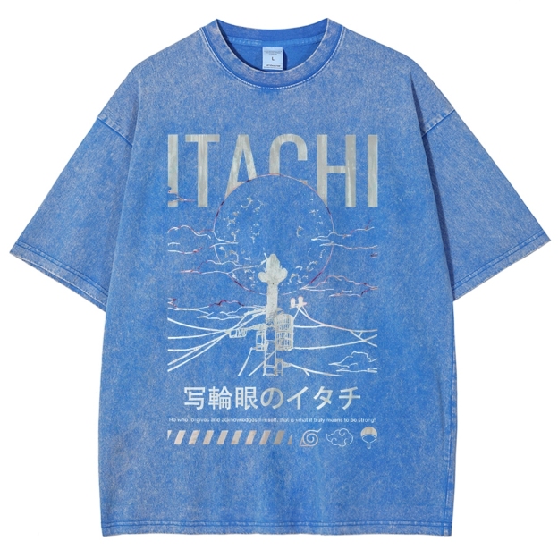 Itachi Uchiha Sharingan Japanese Anime Naruto Vintage Washed T-shirt