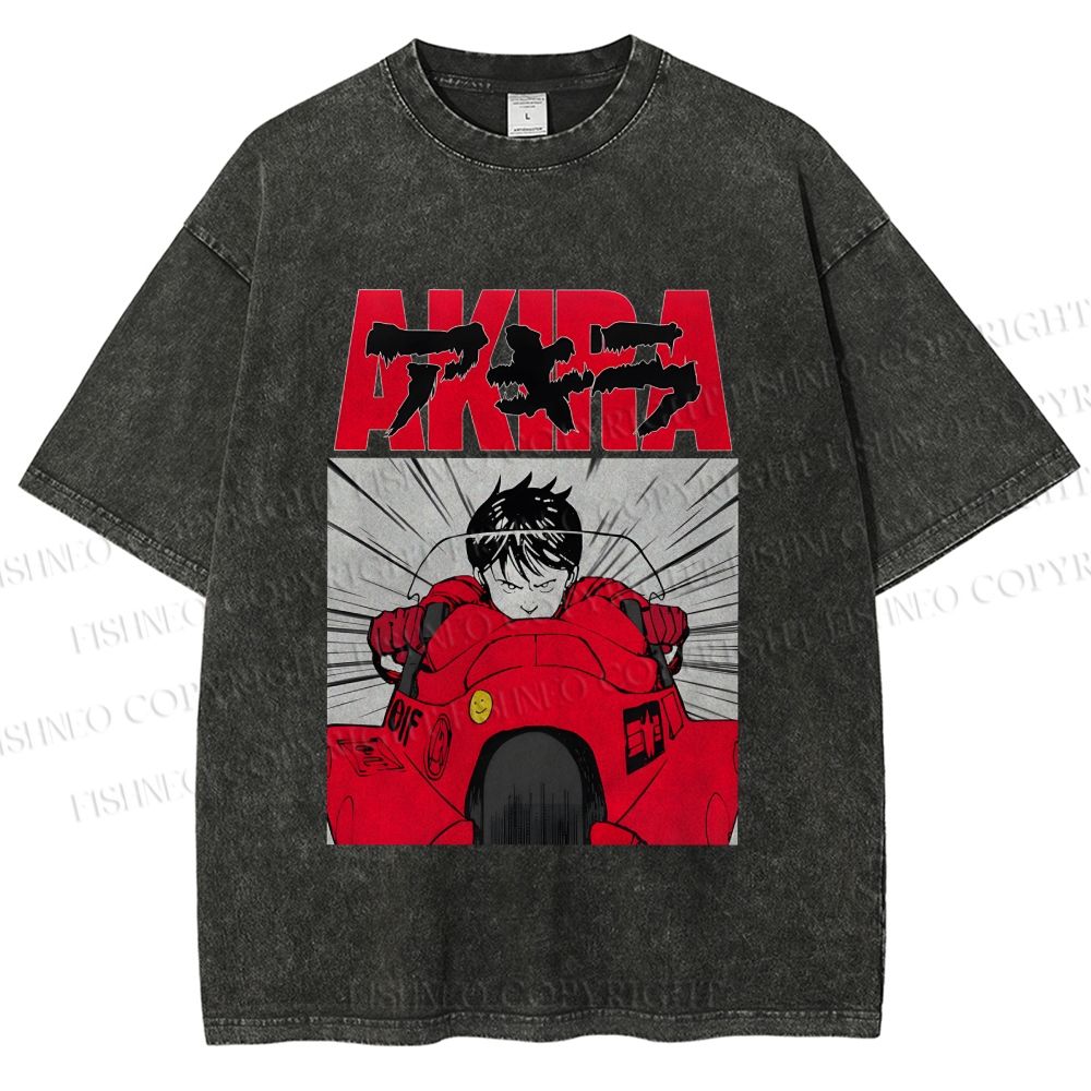 Unisex Akira Shotaro Kaneda Printed Washed Tee