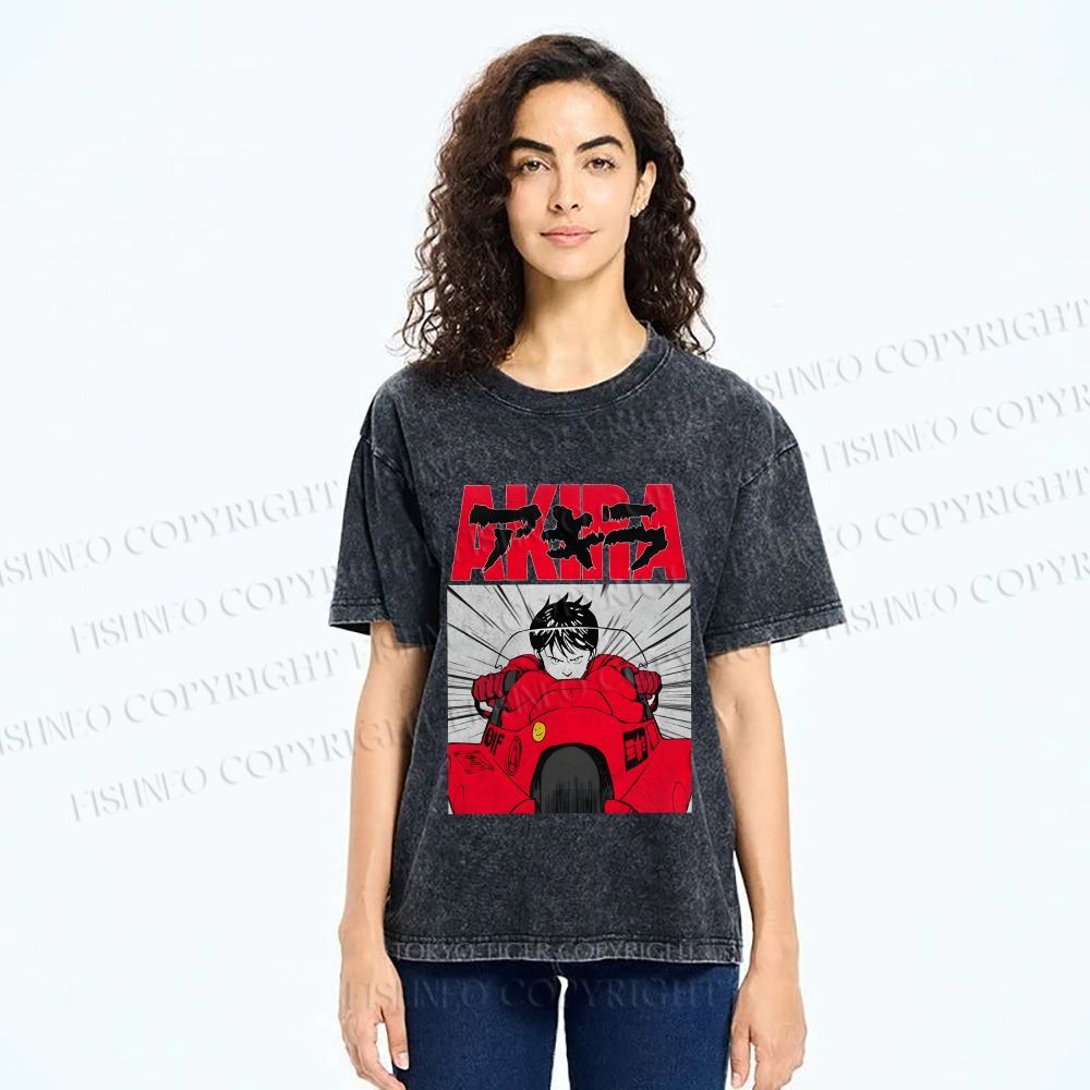 Unisex Akira Shotaro Kaneda Printed Washed Tee