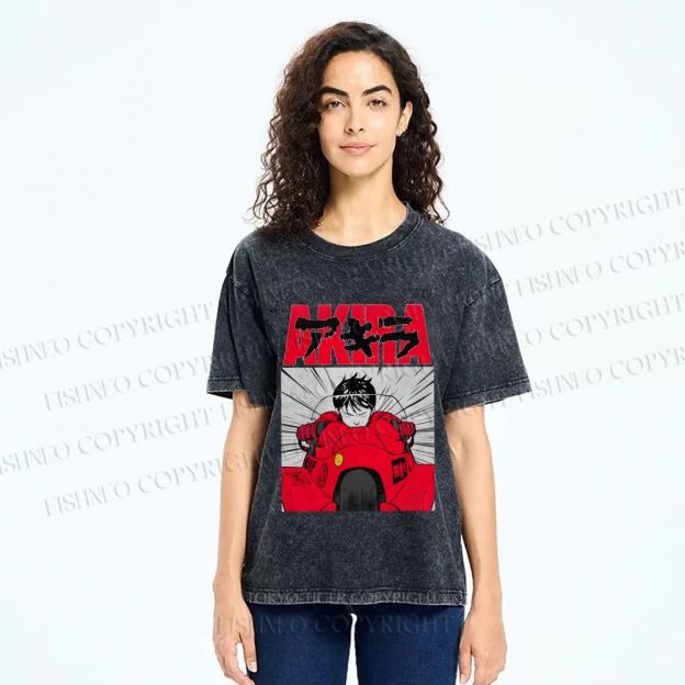 Unisex Akira Shotaro Kaneda Printed Washed Tee