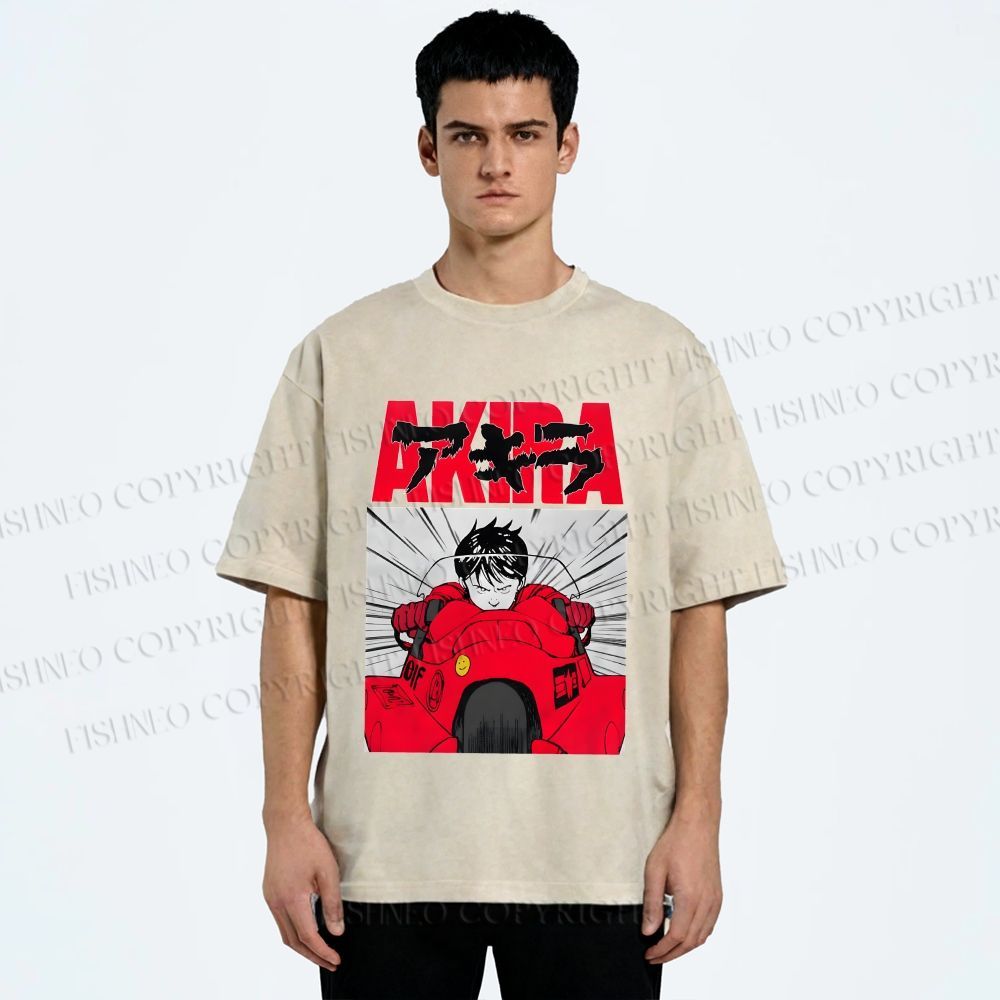 Unisex Akira Shotaro Kaneda Printed Washed Tee