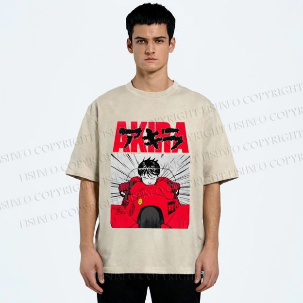 Unisex Akira Shotaro Kaneda Printed Washed Tee