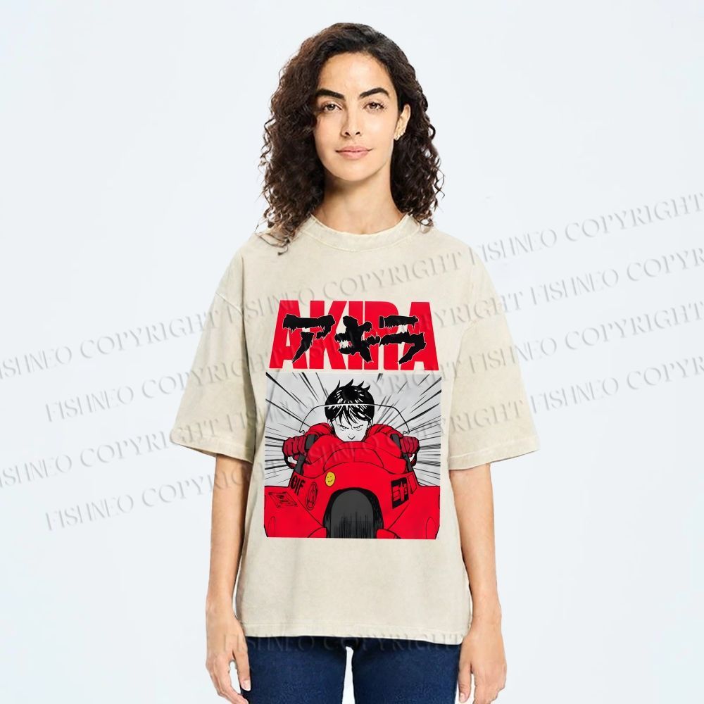 Unisex Akira Shotaro Kaneda Printed Washed Tee