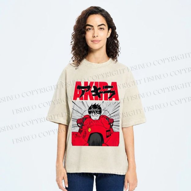 Unisex Akira Shotaro Kaneda Printed Washed Tee