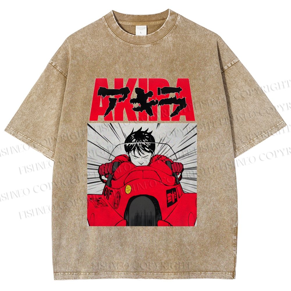 Unisex Akira Shotaro Kaneda Printed Washed Tee