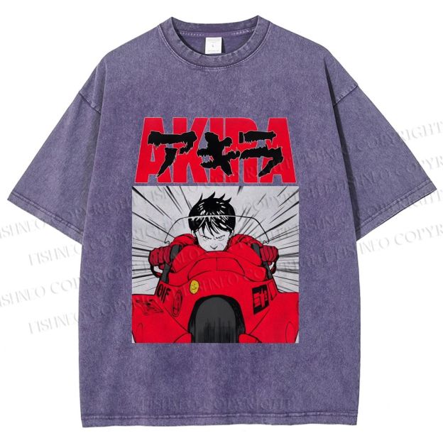 Unisex Akira Shotaro Kaneda Printed Washed Tee