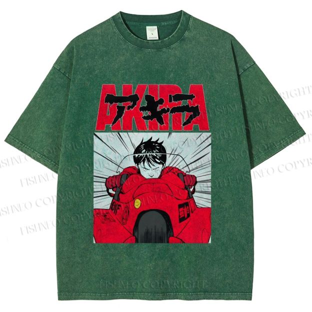 Unisex Akira Shotaro Kaneda Printed Washed Tee