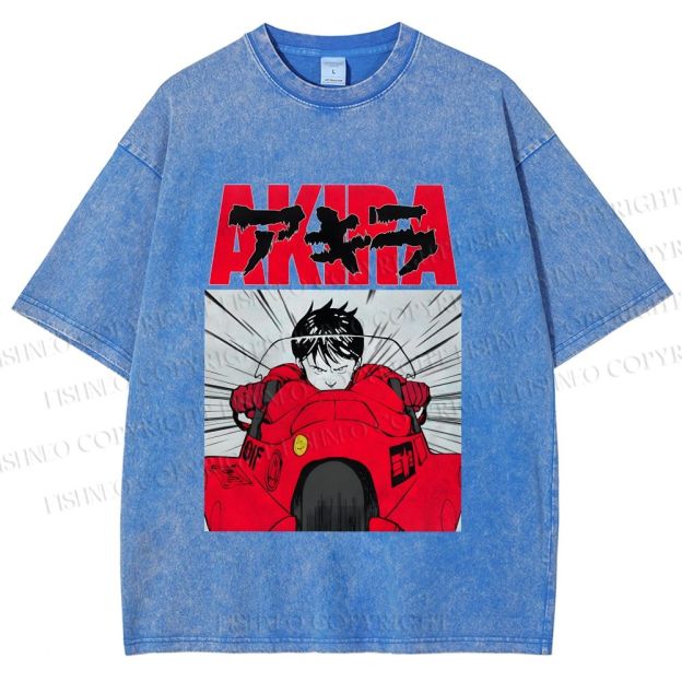 Unisex Akira Shotaro Kaneda Printed Washed Tee