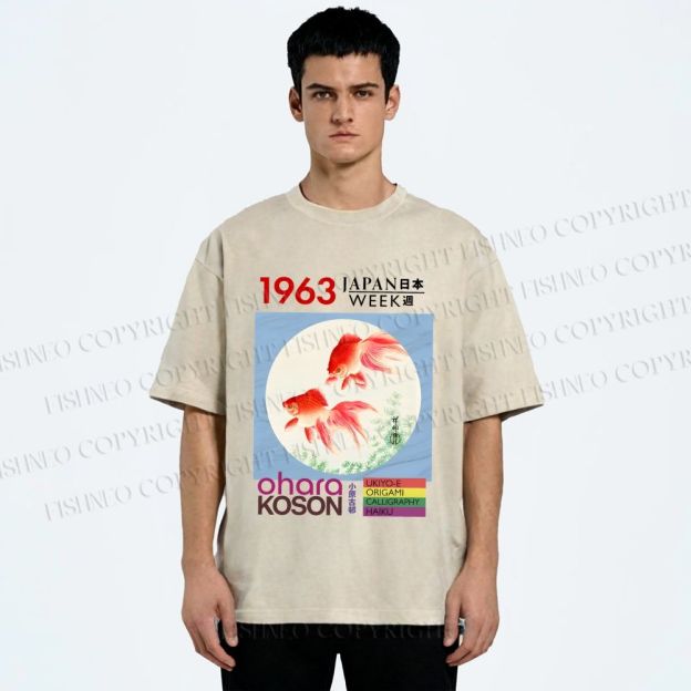 Unisex Goldfish Japan Week Printed Washed Tee