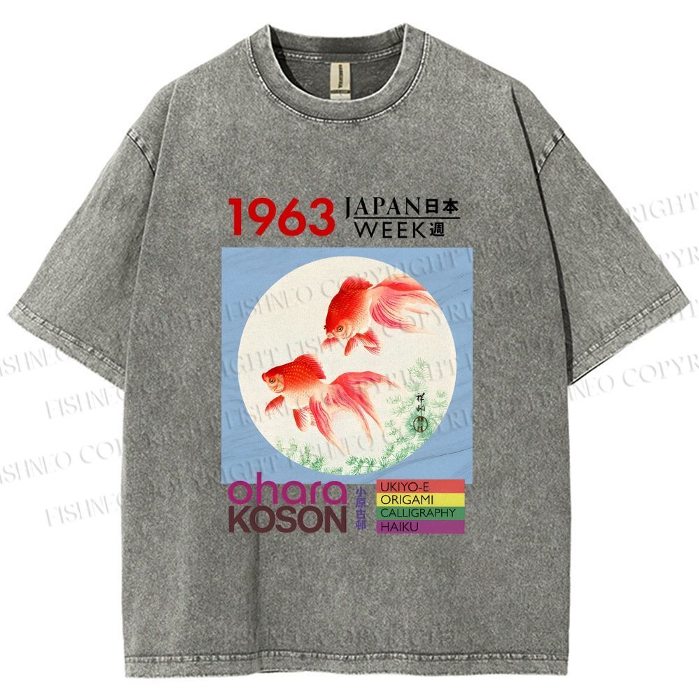 Unisex Goldfish Japan Week Printed Washed Tee
