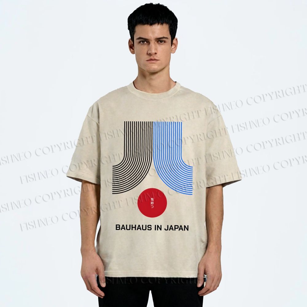 Unisex Bauhaus In Japan Lines Printed Washed Tee