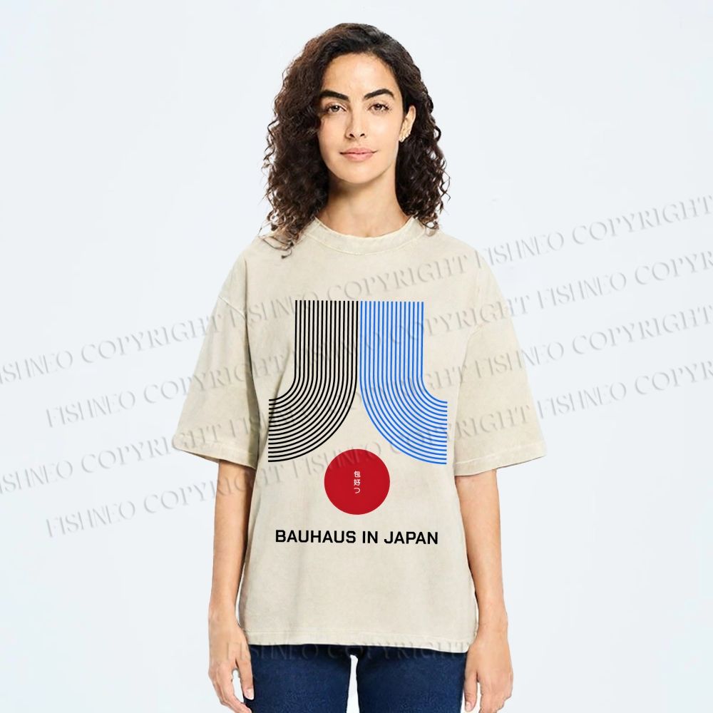 Unisex Bauhaus In Japan Lines Printed Washed Tee