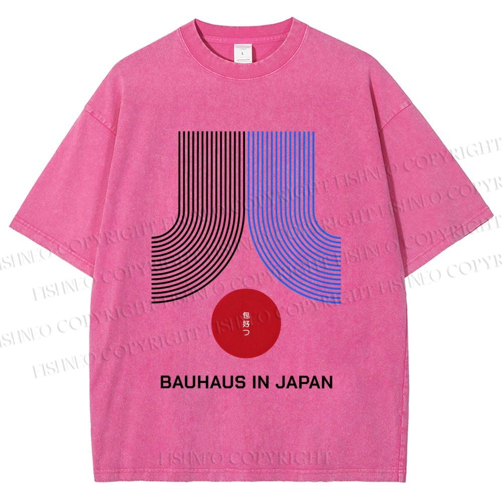 Unisex Bauhaus In Japan Lines Printed Washed Tee