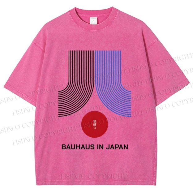 Unisex Bauhaus In Japan Lines Printed Washed Tee