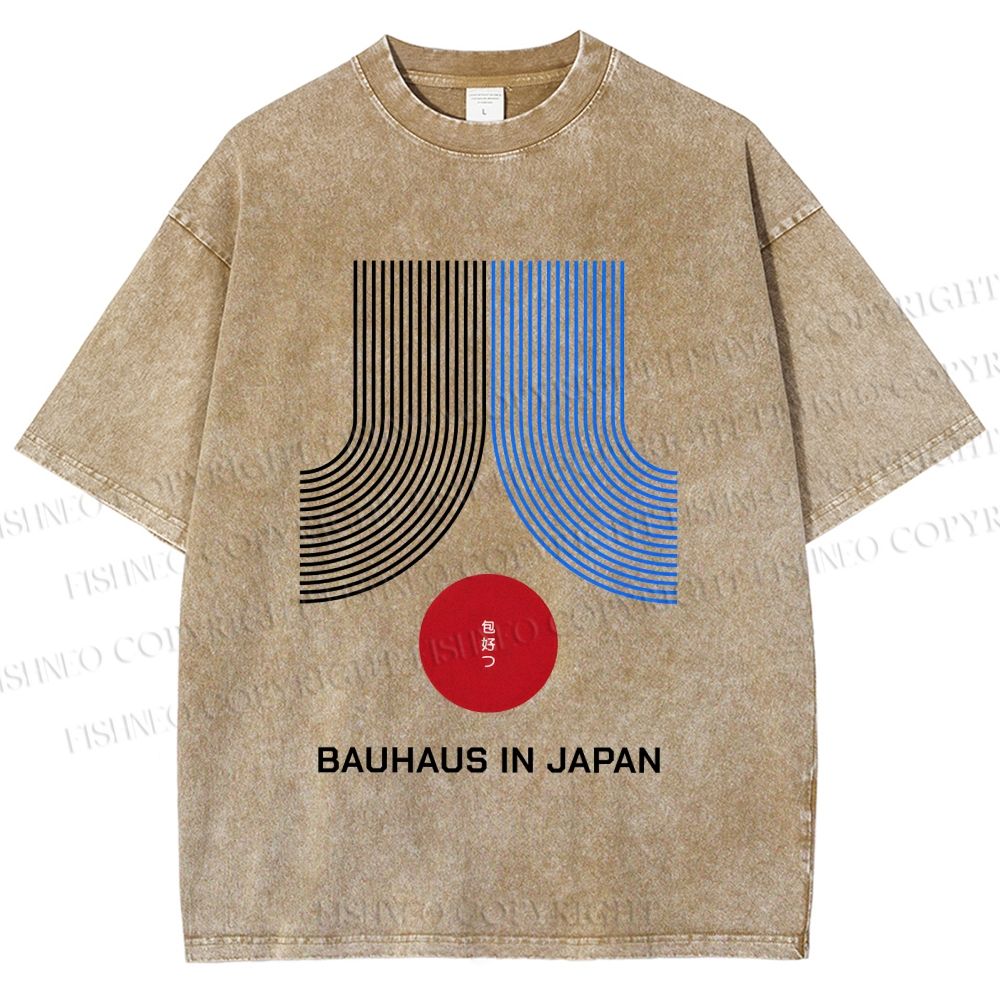 Unisex Bauhaus In Japan Lines Printed Washed Tee