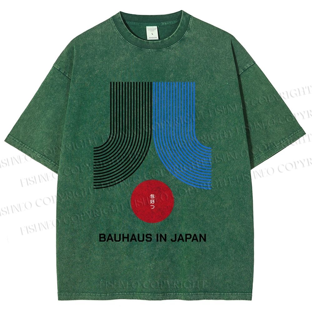 Unisex Bauhaus In Japan Lines Printed Washed Tee