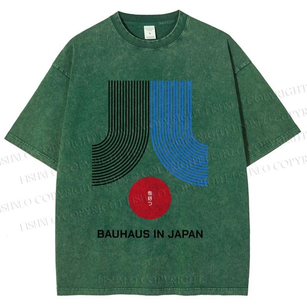 Unisex Bauhaus In Japan Lines Printed Washed Tee