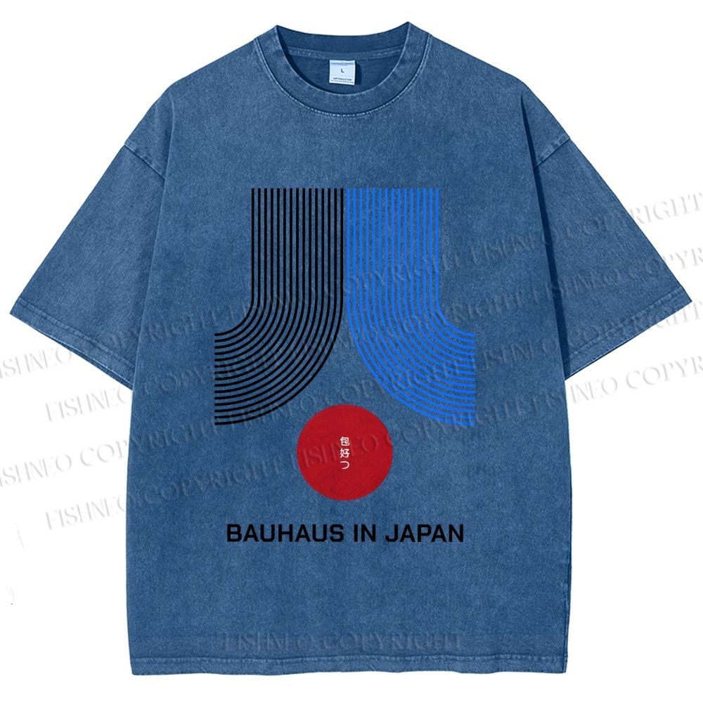 Unisex Bauhaus In Japan Lines Printed Washed Tee